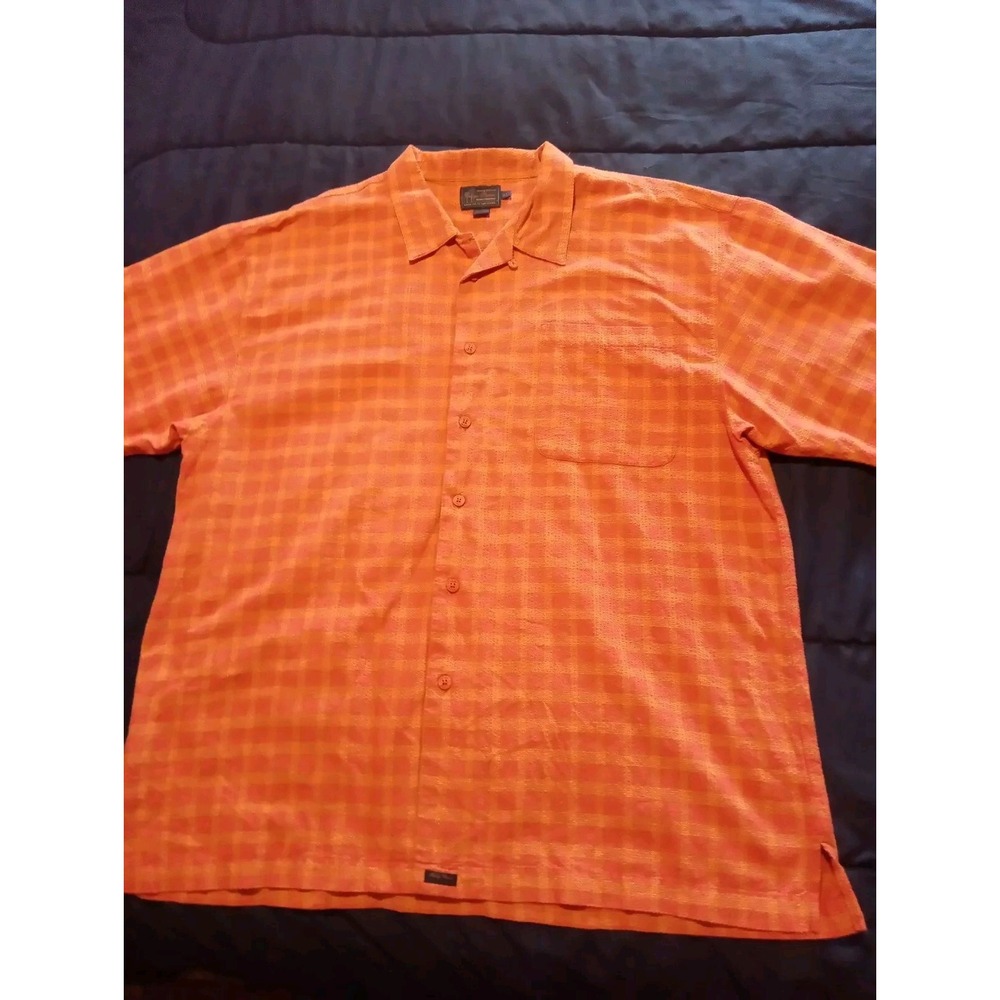 Indigo Palms‎ Tommy Bahama Mens XL Shirt Short Sleeve Button-Front Pink Plaid